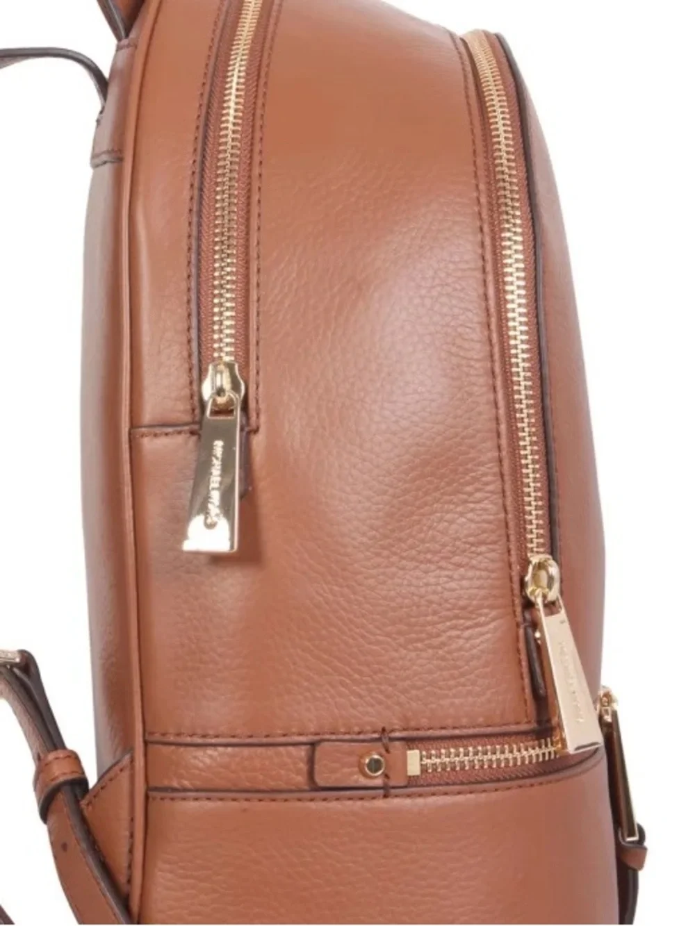 Michael Kors Brown Pebbled Leather Backpack Gold Hardware Everyday bag